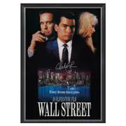 CHARLIE SHEEN HAND SIGNED FRAMED WALL STREET CANVAS PROOF TWO AND A HALF MEN