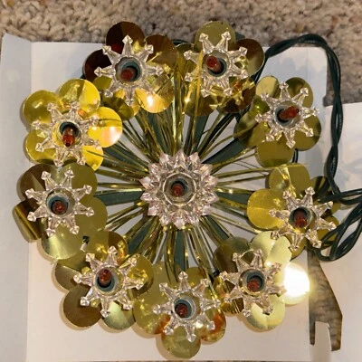 NEW Vintage Lighted Foil Christmas Tree Topper 5.5 Retro Holiday Round Snowflake