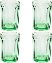 Serax Drinking Glasses Set of 4 | Fish & Fish glassware by Paola Navone | 13.5 FL oz Clear Green Water Glass Cups without Lids | Home Essentials, Kitchen Set | Suitable for Beer, Juice, Coffee