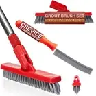 Grout Brush with Long Handle & Hard Bristle Crevice Cleaning Brush, Grout Cle...