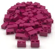 Lego 100 New Magenta Bricks 1 x 2 Stud Building Blocks Pieces