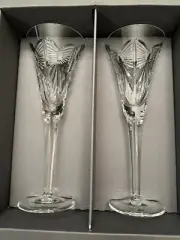 Waterford Millenium Collection Champagne Flutes First Toast Happiness NIB