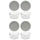 Pyrex 7200 2-Cup Glass Food Storage Bowl w/ 7200-PC 2-Cup Jet Gray Lid (4-Pack)