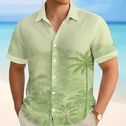 Men's Coconut Tree Tropical Plants Summer Hawaiian Shirt Button Up Shirt Aloha Shirt Short Sleeve Hawaiian Vacation Beach Wear Summer Spring Turndown 3D Print