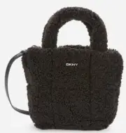 DKNY Mini Tote Crossbody black shearling Phone and zip-Pockets Hand-Bag NWT