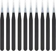 Stainless Steel Anti Static Tweezers Set 10Pcs High Precision Professional Tweezers for Electronics Repair Laboratory Jewelry Making 11.4cm