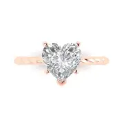 14K Rose Gold Solitaire Promise Ring, 2 ct Heart Cut Simulated Diamond