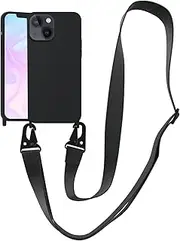 VooDirop Compatible with iPhone 8 Plus Case, iPhone 7 Plus /6 Plus /6S Plus Case with Lanyard Crossbody iPhone Case with Strap Adjustable Silicone Phone Cover for iPhone Black
