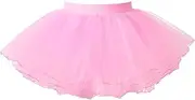 [Jhaoyu] Kids Girls Ballet Dance Skirts Elastic Waist Layered Mesh Tulle Tutu Skirt Ballerina Dancewear Costume