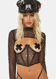 [Daisy Corsets] Lavish Celestial Mesh Open Cup Waist Cincher