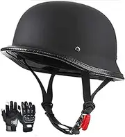 Skull Cap for Men Women Motorcycle Half Helmet DOT Approved, German Style Motorcycle Helmet Half Shell Retro Beanie Hat Open Face Helmet A,M=(55-56cm)