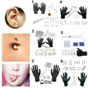 Tongue Body Piercing Tool Kit Piercing Jewelry Needles Kit Eyebrow Nipple