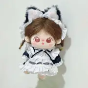 For Plush toy 10cm/20cm Doll Clothes Cute Maid Dress Apron Set Clothing Dress Up