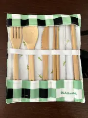 Zero Waste Kit with Bamboo Fork, Knife, Chopsticks, Sustainable Dining Set