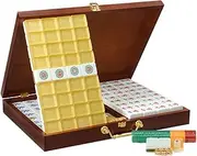 Mah Jong Golden Crystal Mahjong Card Home Rubbing Acrylic Mahjong Fashion Engraving Game Chess and Card Mahjong 144 Gold Mahjong Cards Aluminum Bag (Color : Gold, Size : 37#)