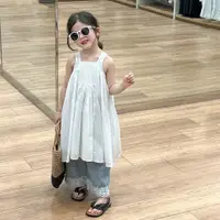 在飛比找蝦皮購物優惠-兒童洋裝     女童韓版蕾絲吊帶洋裝     女寶寶夏季休