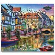Pine Ridge 2025 Calendar European Vacation Calender Fits Wall Frame