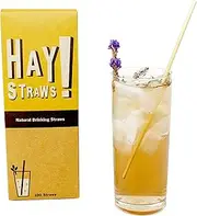 [HAY! STRAWS] Tall Drinking Straw | 100ct | 7.75" | 100% Biodegradable, 100% Plant-Based, Never Soggy, Gluten-Free | Sustainable Alternative to Plastic & Bioplastic Straws
