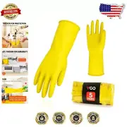 Yellow Multi-Purpose Rubber Gloves - 5 Pairs for Cleaning, Gardening, and More