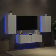 vidaXL 3 Piece TV Wall Cabinets with LED Lights White