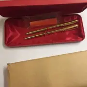 Pen Set Ball Point & Fountain, Gold Color Gift Set in Case