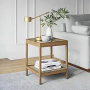 33301 Hayes Solid Wood Nightstand, Bedside, End or Side Table in Light Brown Woo