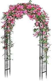 Arbuxzuy 88in Steel Garden Arch Arbor Trellis for Climbing Plants Outdoor,Yard,Garden,Climbing Plants 7ft Decorative Wire Lattice,Outdoor Wedding Arch(Black)