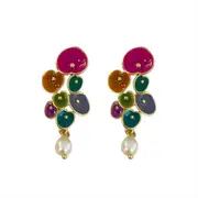 Vintage Long Pearl Coloured Earrings Elegant Matching Jewelry Women Fashion