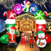 Christmas Santa Snowman Candy Cane Archway Airblown Inflatable Decor BlowUp Lawn