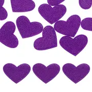 24Pcs Iron on Heart Patches Sew on Heart Embroidered Patches, 25mm Purple