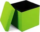 Green Small Faux Leather Folding Ottoman Cube Organizer Storage 12"x12"x12"