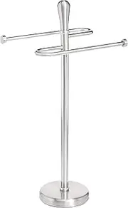 Amazon Basics Bathroom Accessory Collection Round Top Towel Holder, Brushed Steel
