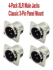 4-Pack XLR HD Male Jacks 3-Pin Panel Mount Audio Speaker Microphone Connector