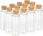 40ML DIY Decoration Glass Jars,12PCS Mini Glass Bottle with Wood Cork Stoppers f