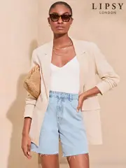 Lipsy Beige Relaxed Longline Tailored Blazer (Q77442) | $93