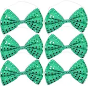 [LIFKOME] 6pcs St Patrick's Day Bow Tie Green Sequin Pre-tied Bowtie Glitter Irish Style Outfit Accessories for St Patrick's Day Festive Fancy Dress Women Men, Green, 20*14cm