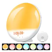 Catzon Wake Up Light Sunrise Alarm Clock Bedside Lamp with Sleep Aid 7 Colorful Lights 7 Natural Sounds for Kids Adults