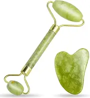 DSENFURN Gua Sha Facial Tools Set and Jade Roller for Face, Jade Roller, 100% Real Natural Stone Beauty Jade Facial Roller Massage Tool for Face Eyes Neck Body – Anti Aging Beauty Treatment