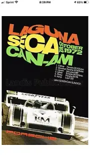 AWESOME LAGUNA SECA CAN-AM OCT 15 1972 POSTER