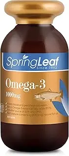 Spring Leaf Omega3 Fish Oil 1000mg 400Caps - Rich In DHA & EPA - Support Cardiovascular Health & Anti-Inflammatory - Support Brain Health & Blood Circulation - Enhance Memory & Eye Function
