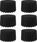 6 Pack Black round Tablecloths 108 Inch - Circle Bulk Linen Polyester Fabric Was