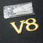 1x Golden Chrome V8 Metal Grille Badge Emblem Auto Car Engine Edition Twin Turbo (for: Peugeot)