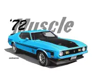 AUTO ART T-SHIRT 1972 MACH 1 Grabber Blue