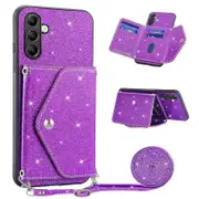 For Samsung Galaxy M13 4G/M23 5G/F23 5G Card Holder Phone Case Triangle Glittery Powder Shell