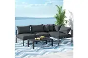 Gardeon 4 Seater Outdoor Sofa Set Aluminium Patio Furniture Setting 4PC Charcoal