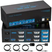4K@120Hz Displayport KVM Switch 3 Monitors 2 Computers 8K@60Hz DP KVM Switches T