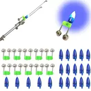 LED Night Fishing Bite Alarm Light Rod Bite Bait Alarm with Twin Bells, 20 Pcs