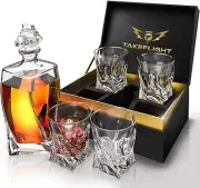 Whiskey Glass Set With Decanter - Premium Cocktail Glasses Decanter Set In Beaut