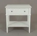 Fretwork patterned front white Bedside 1 drawer 1 shelf