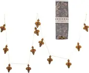 [Creative Co-Op] 72" L Handmade Recycled Paper Honeycomb Finial w/Gold Glitter, Chestnut Color Garland